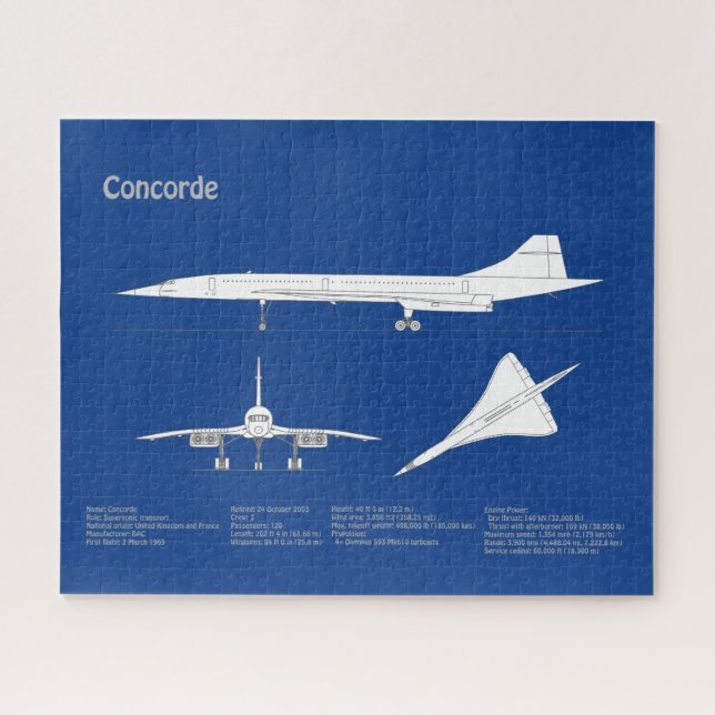 Concorde - Airplane Blueprint Drawing Plans ABD Jigsaw Puzzle (Horizontal)