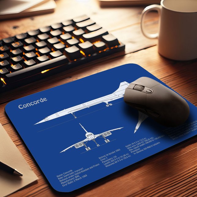 Concorde - Airplane Blueprint Drawing Plans ABD Mouse Pad (Creator Uploaded)