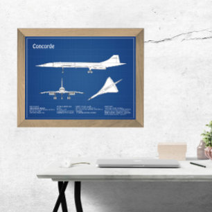 Concorde - Airplane Blueprint Drawing Plans ABD Photo Print
