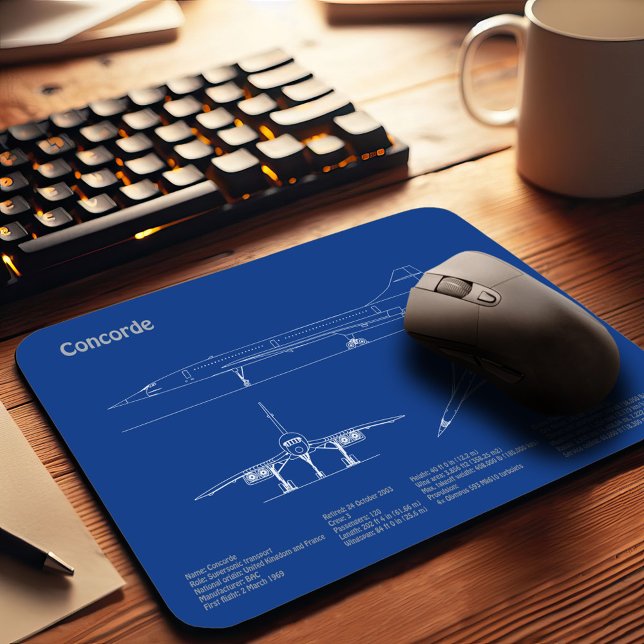 Concorde - Airplane Blueprint Drawing Plans AD Mouse Pad (Creator Uploaded)