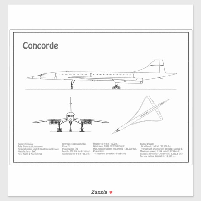 Concorde - Airplane Blueprint Drawing Plans BD (Sheet)