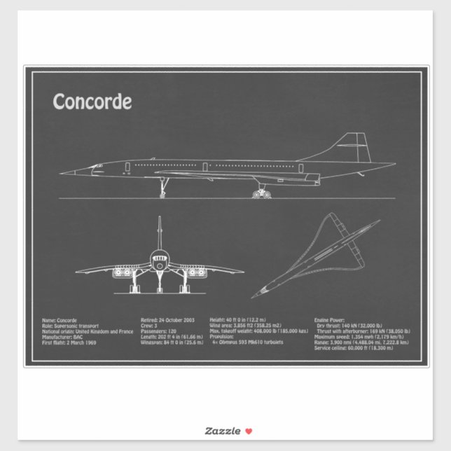 Concorde - Airplane Blueprint Drawing Plans PD (Sheet)