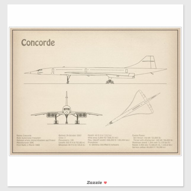 Concorde - Airplane Blueprint Drawing Plans SD (Sheet)