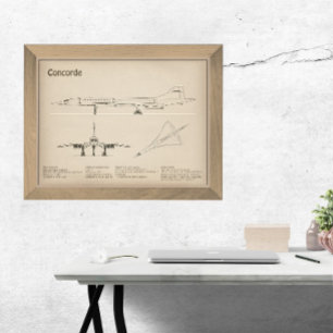 Concorde - Airplane Blueprint Drawing Plans SD Photo Print