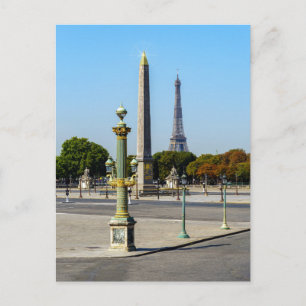 Concorde Luxor Obelisk and Eiffel Tower  - Paris Postcard