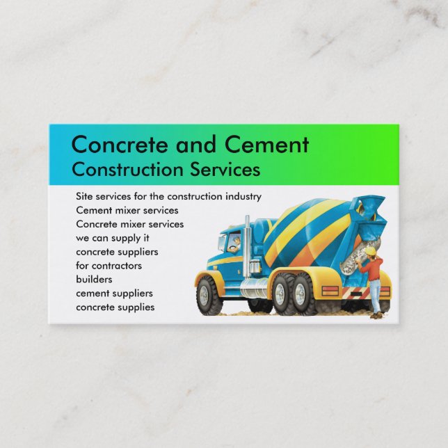Concrete and Cement Mixer Business Card (Front)