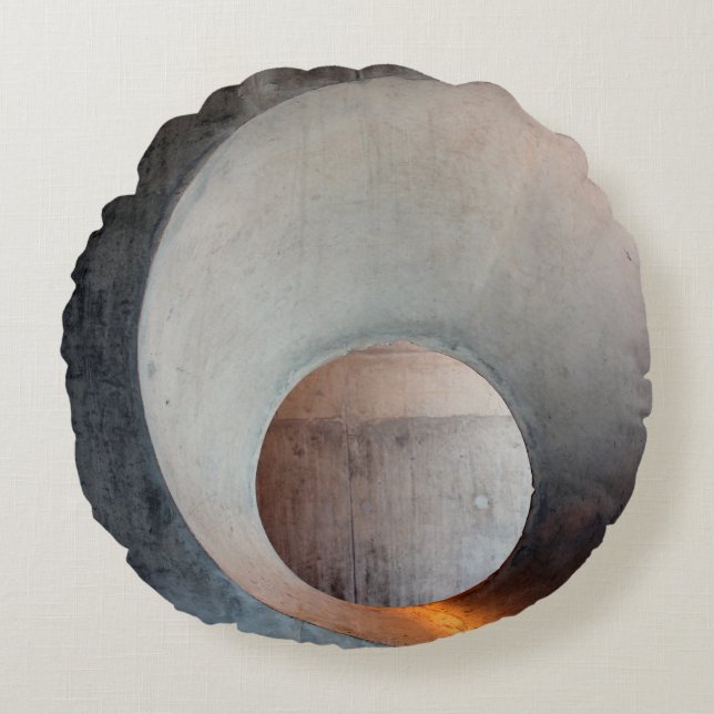 Concrete architecture hole wall round pillow (Front)