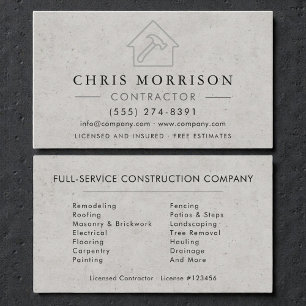 Concrete Building Construction Contractor Business Card