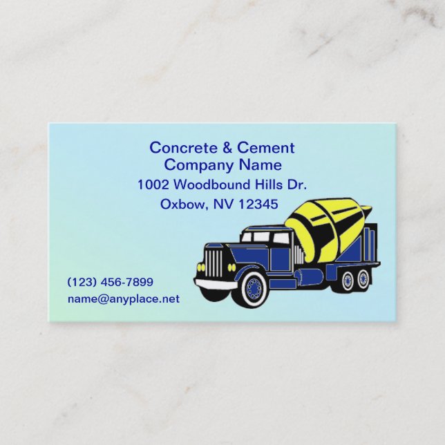 Concrete & Cement Company Business Cards (Front)