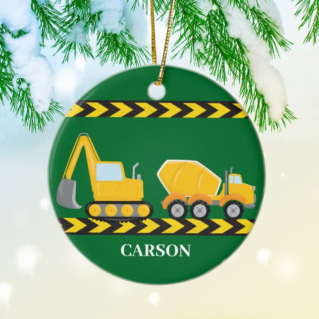 Concrete Cement Mixer Custom Boys Truck Christmas Ceramic Ornament (Creator Uploaded)