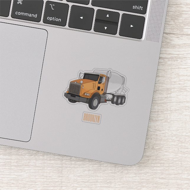 Concrete cement mixing truck cartoon illustration (Detail)