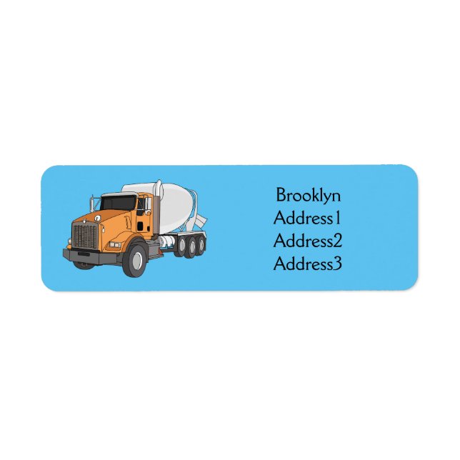 Concrete cement mixing truck cartoon illustration (Front)