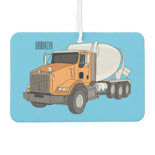 Concrete cement mixing truck cartoon illustration air freshener