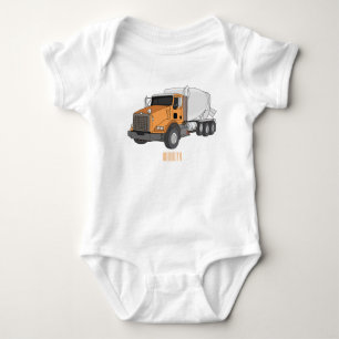 Concrete cement mixing truck cartoon illustration baby bodysuit