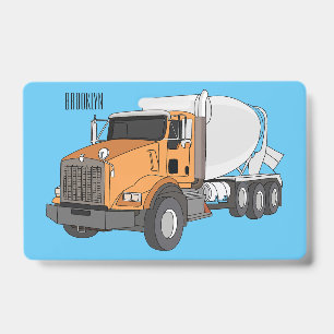 Concrete cement mixing truck cartoon illustration badge