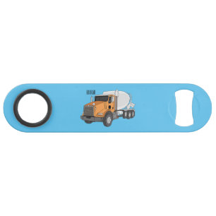 Concrete cement mixing truck cartoon illustration bar key