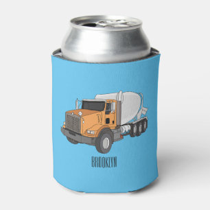 Concrete cement mixing truck cartoon illustration can cooler