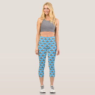 Concrete cement mixing truck cartoon illustration capri leggings
