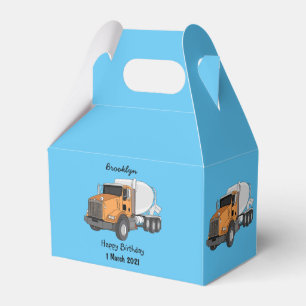 Concrete cement mixing truck cartoon illustration favor box