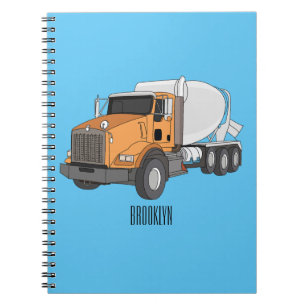 Concrete cement mixing truck cartoon illustration notebook