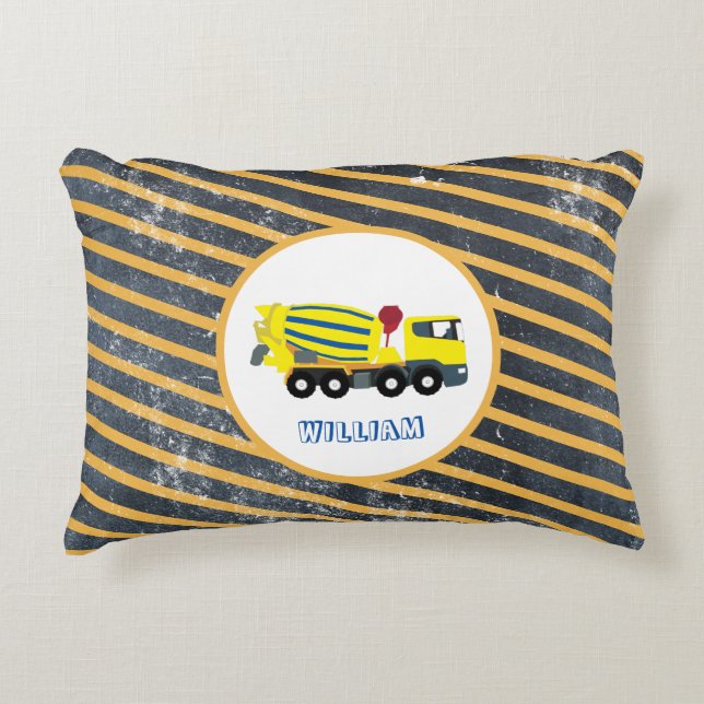 Concrete Cement Truck Construction Trucks Accent Pillow (Front)