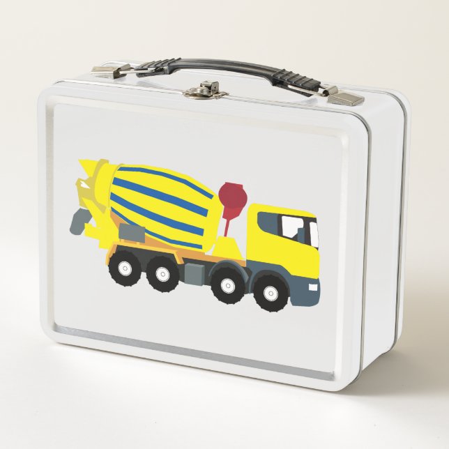 Concrete Cement Truck Construction Trucks Metal Lunch Box (Front)
