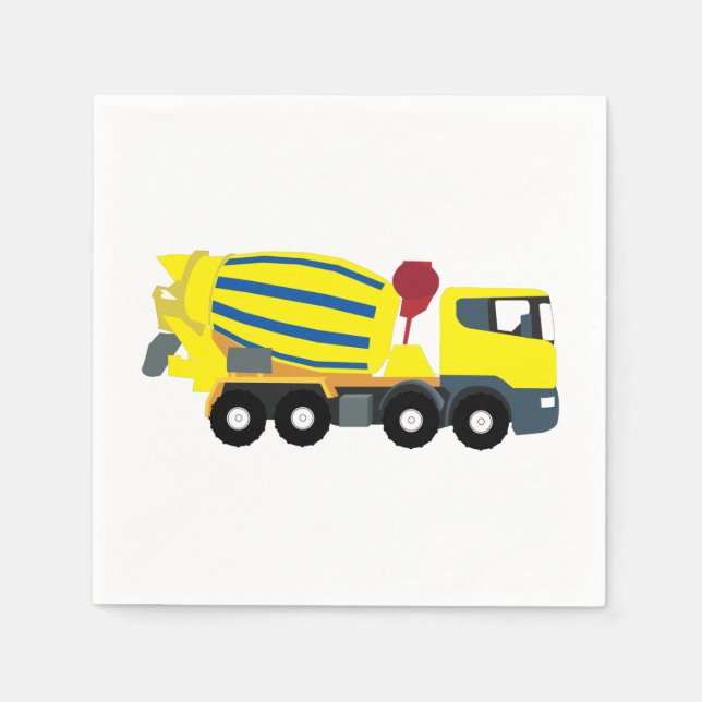 Concrete Cement Truck Construction Trucks Napkin (Front)