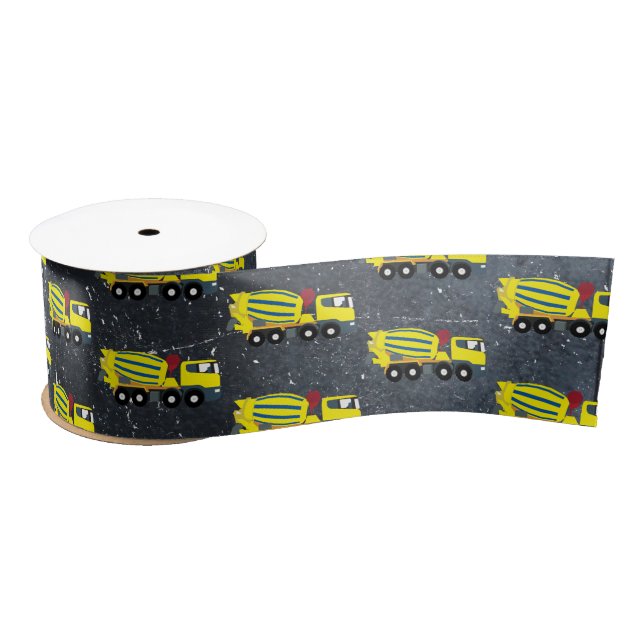 Concrete Cement Truck Construction Trucks Satin Ribbon (Spool)