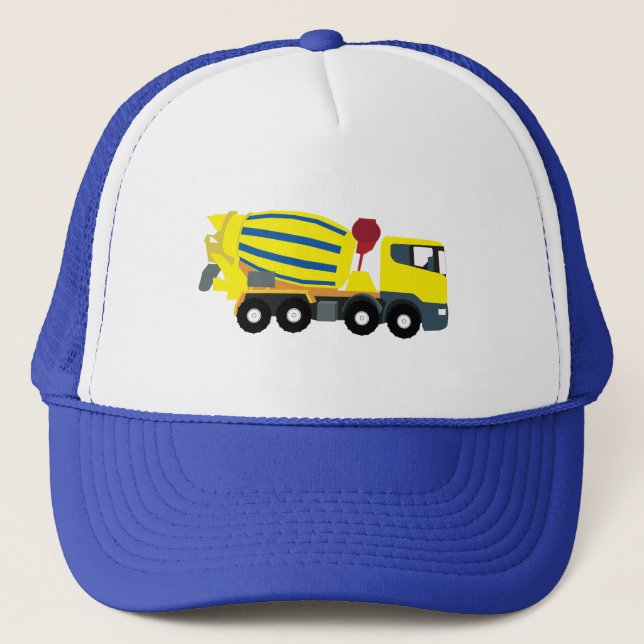 Concrete Cement Truck Construction Trucks Trucker Hat (Front)