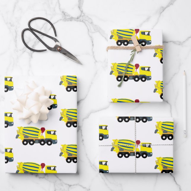 Concrete Cement Truck Construction Trucks Wrapping Paper Sheet (Front)