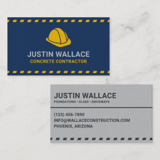 Concrete Contractor Hardhat Dark Blue Business Card