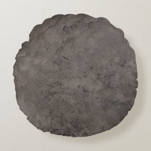 Concrete Grey Leather Print Round Pillow
