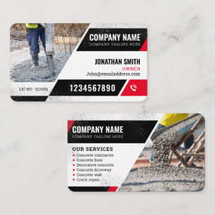 Concrete laying, Construction, Concrete Business Card