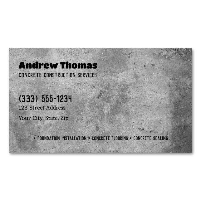 Concrete Magnetic Business Card (Front)