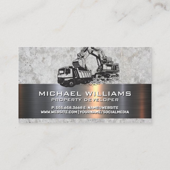 Concrete Metallic | Tools | Construction Vehicle Business Card (Back)