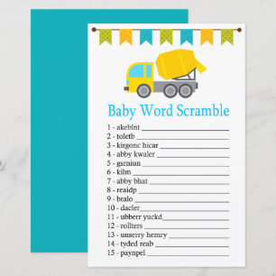 Concrete mixer Baby word scramble game