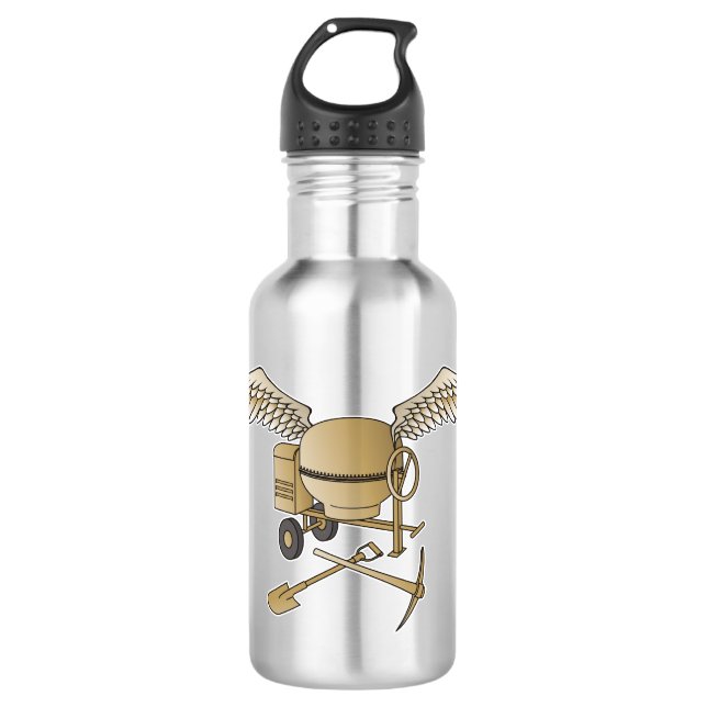 Concrete mixer beige 532 ml water bottle (Front)