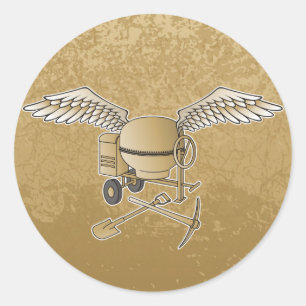 Concrete mixer beige classic round sticker