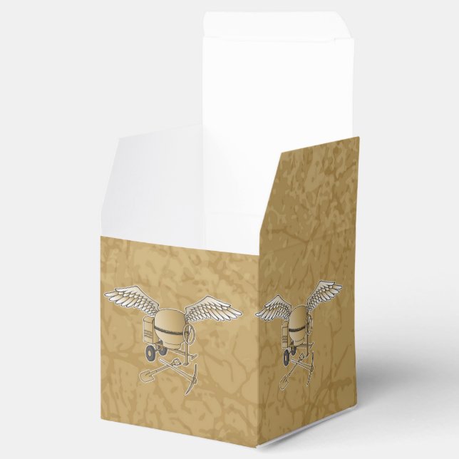 Concrete mixer beige favor box (Opened)