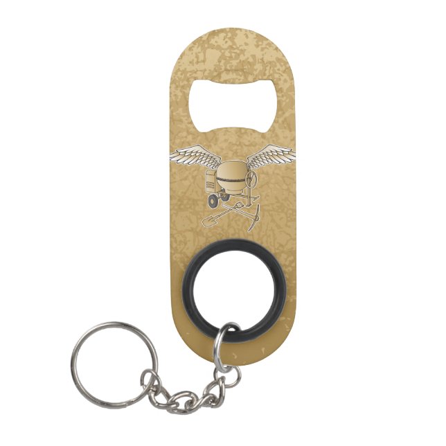 Concrete mixer beige keychain bottle opener (Front)