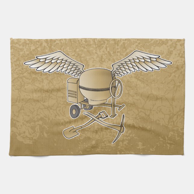 Concrete mixer beige kitchen towel (Horizontal)