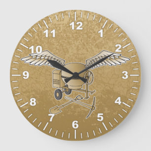 Concrete mixer beige large clock