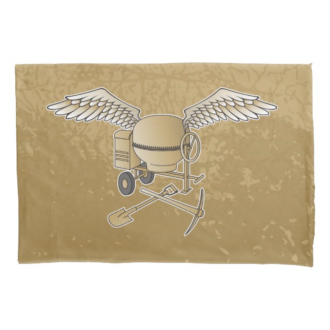 Concrete mixer beige pillowcase (Front)