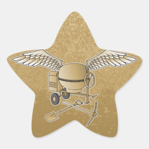 Concrete mixer beige star sticker