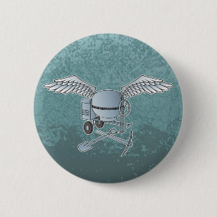 Concrete mixer blue-grey 2 inch round button