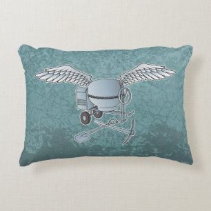 Concrete mixer blue-grey accent pillow