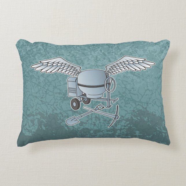 Concrete mixer blue-grey accent pillow (Front)