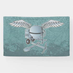 Concrete mixer blue-grey banner