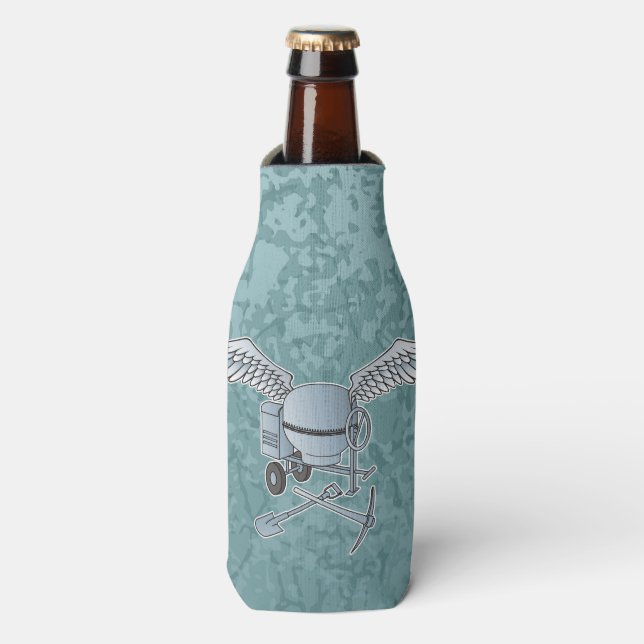 Concrete mixer blue-grey bottle cooler (Bottle Front)