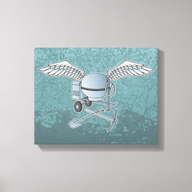 Concrete mixer blue-grey canvas print (Front)